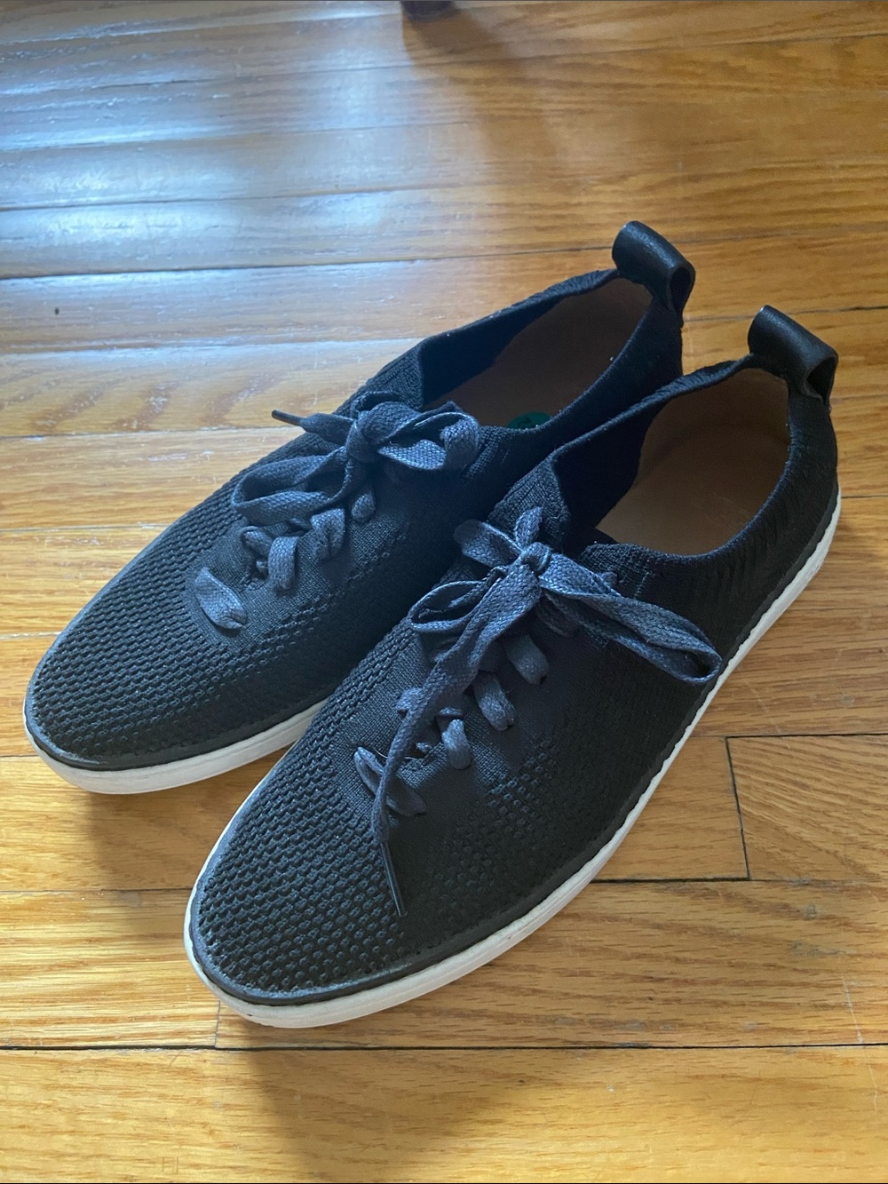 Black Knit Lace-Up Casual Sneakers